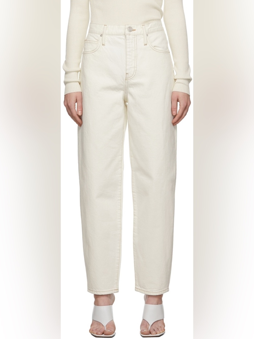 Frame off white Ultra High Rise Barrel Jeans